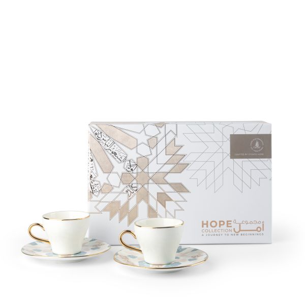 طقم قهوة تركية لشخصين من امل - ازرق