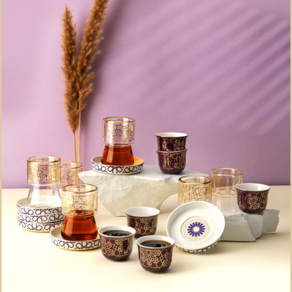 Tea And Arabic Coffee Set 19Pcs From Misk - Purple