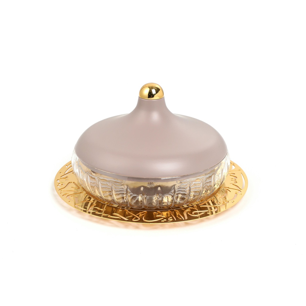 تمرية زجاج حجم كبير من جوار - نهدي و ذهبي 