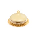 تمرية زجاج حجم وسط من جوار - ايفوري و ذهبي