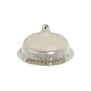 تمرية زجاج حجم وسط من جوار - بيج و فضي