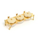 Nuts Serving Set 3 Bowl With Tray From Jiwar -  Ivory + Gold 