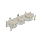 Nuts Serving Set 3 Bowl With Tray From Jiwar -  Beige + Silver 