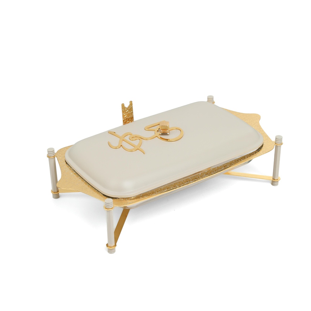 بوفيه ستانلس ستيل حجم وسط من جوار  - بيج و ذهبي