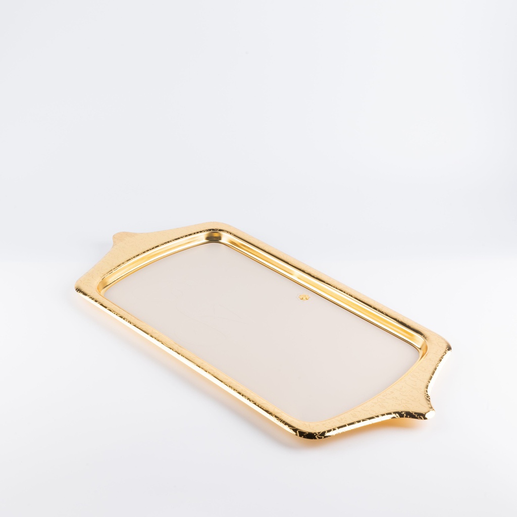 Iron Serving Tray From Jiwar - Beige + Gold 