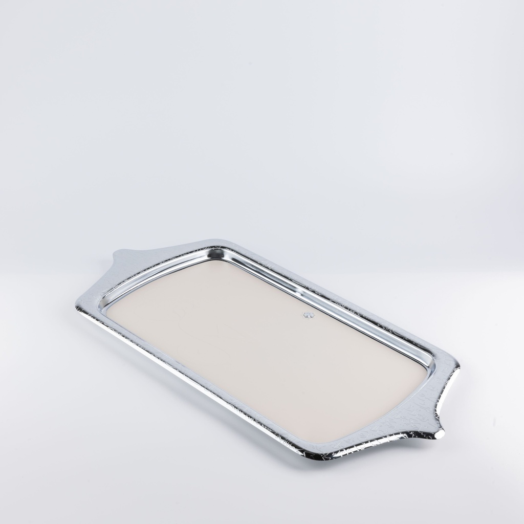Iron Serving Tray From Jiwar -  Beige + Silver 