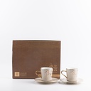 Porcelain Tea Set 12 Pcs From Jiwar - Beige + Gold 