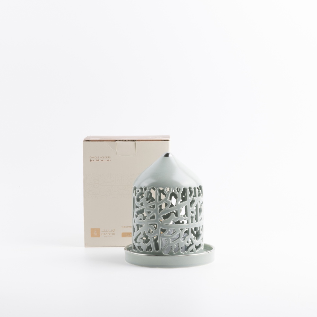 Small Electronic Candle From Jiwar - Light Green + Silver