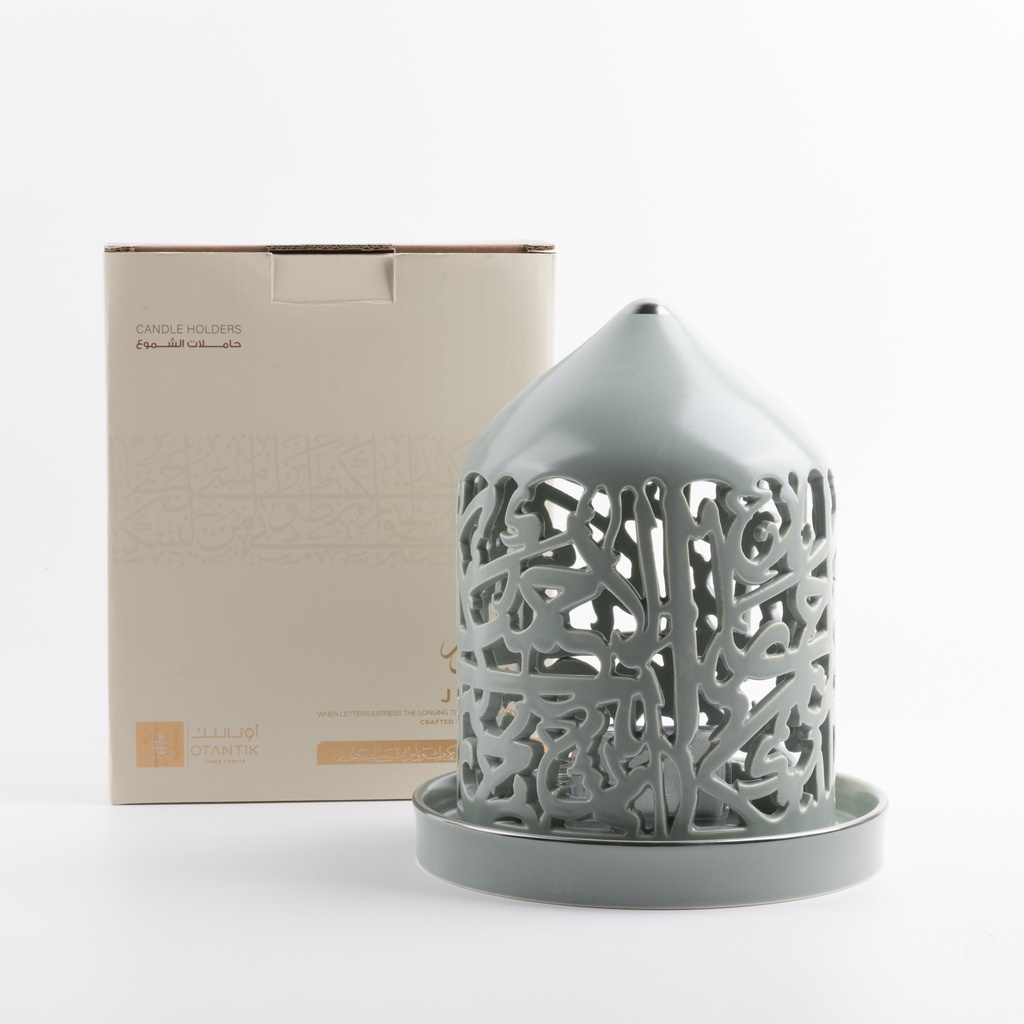 Large Electronic Candle From Jiwar - Light Green + Silver