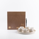 Arabic Coffee Set 7 Pcs From Jiwar -  Beige + Silver 