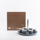 Arabic Coffee Set 7 Pcs From Jiwar - Blue + Silver