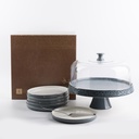 Cake Serving Set 9 Pcs From Jiwar - Blue + Silver