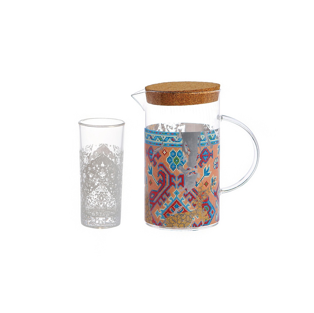 Glass Pitcher with cork in printed color box