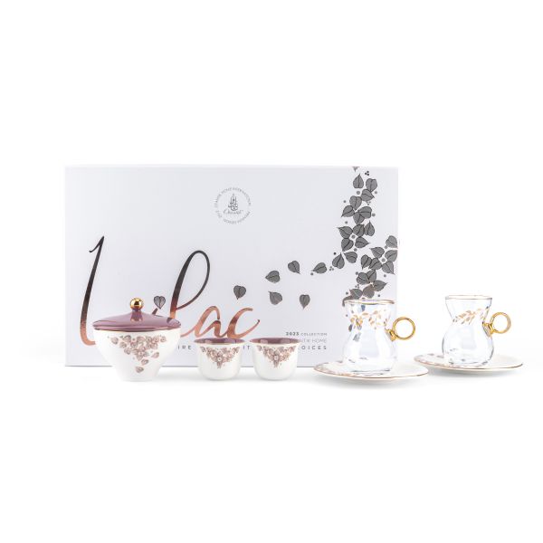 Tea And Arabic Coffee Set 19Pcs From Lilac - Purple | Bahrain