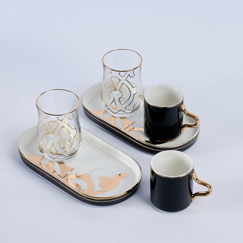 [125-ET26-BLACK] Black - Turkish Coffee Sets From Rumi