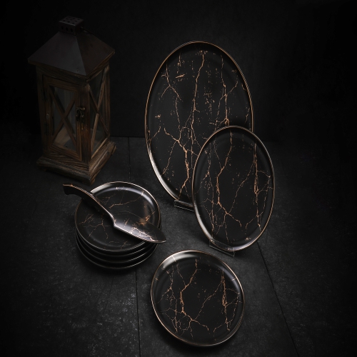 [DG3004 E BLACK] Black - Dessert Serving Sets From The Marbel Collection