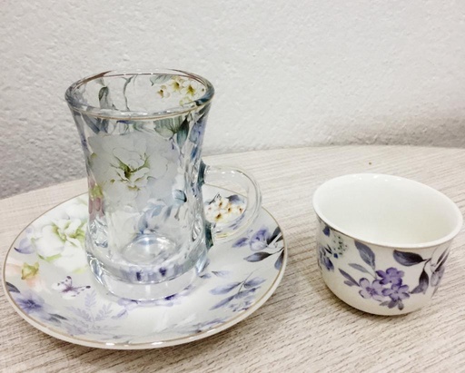 [DUN-1202] 18 Pc set  Tea glass / saucer + cawa cups