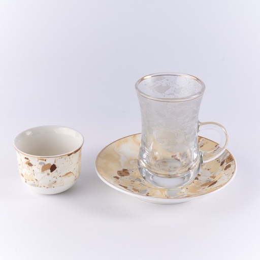 [DUN-1290] 18 Pc set                           Tea glass / saucer + cawa cups