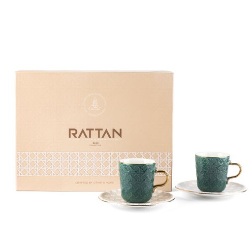 [ET1880] Porcelain Tea Sets For One Person From Rattan - Green